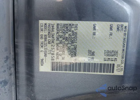 2017 Nissan Altima from USA, damaged, VIN 1N4AL3AP7HC257858